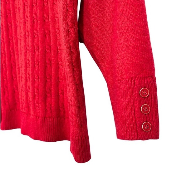 Talbots Cable Knit Red Sweater 2XP Plus Petite Cotton Blend Classic Crewneck Top - Picture 6 of 9